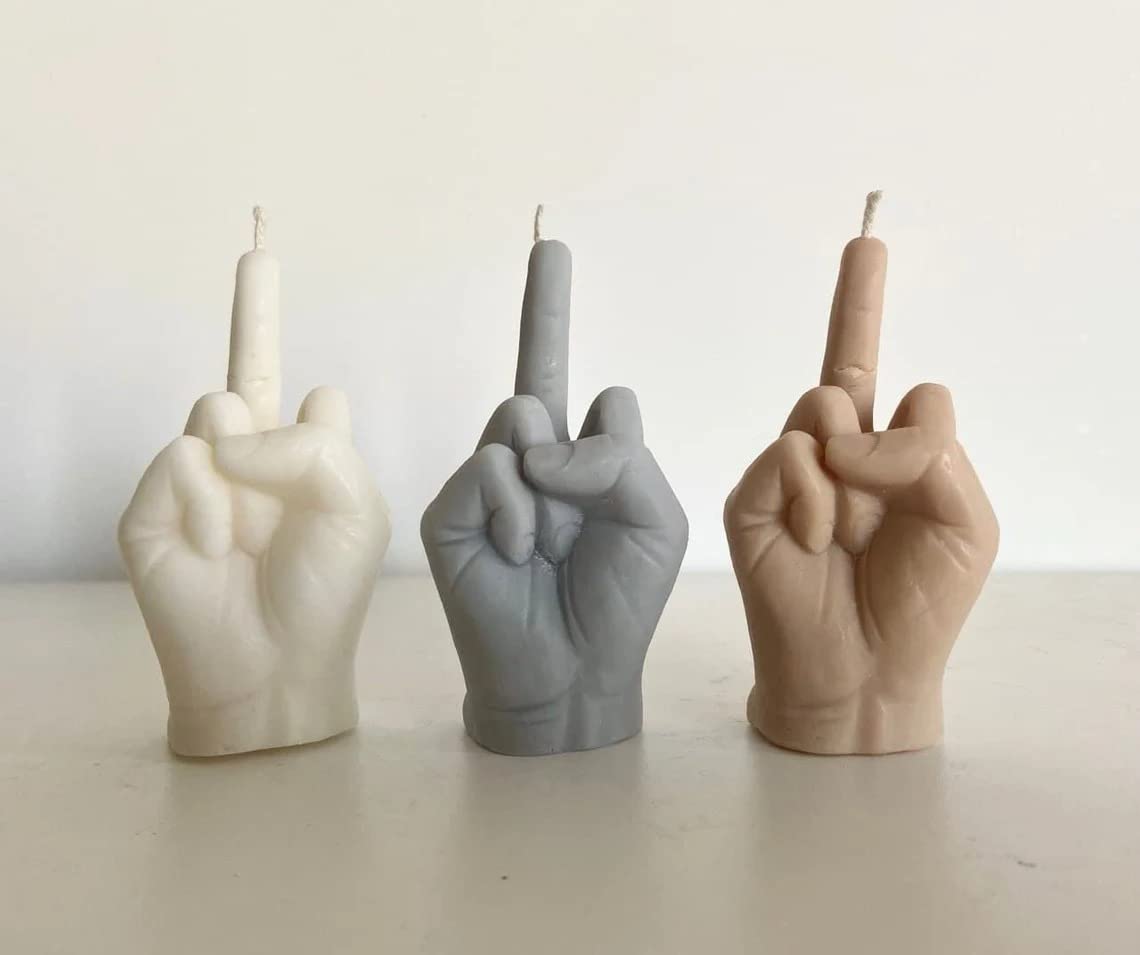 Middle Finger Candle, Homemade soy candle, Hand Fuck Candle, Teen Room Decor Candle, Funny Aeshetic Candle, Hippie Candle (White, PUMPKIN)