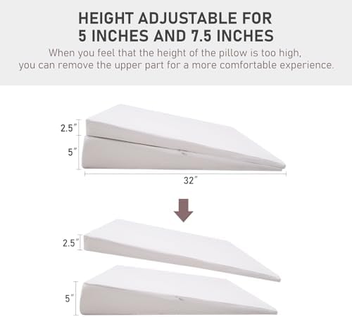 SUNYRISY Adjustable Wide Size Bed Wedge Pillow, Wedge Mattress Topper with Washable Cover, Mattress Wedge Lifter, Inclined Mattress Elevator for Acid Reflux, Neck & Back Pain, Anti-snoring, Twin