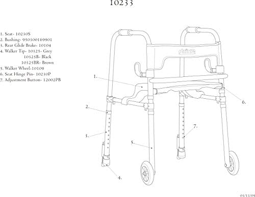 Drive Medical 10233 Clever Lite Foldable Rollator Walker, Gray