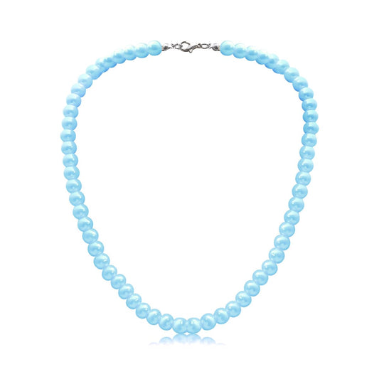 8mm Pearl Choker Necklace Multicolor 1920s Dainty Beads Necklace Costume Prom Party Statement Jewelry for Women-light blue