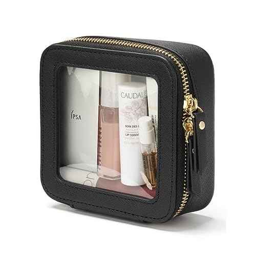 Popvibe Clear Makeup Bag Travel Cosmetic Case Transparent Toiletry Bag with Zipper, Portable Make Up Organizer Traveling Compact Car Bag for Essentials