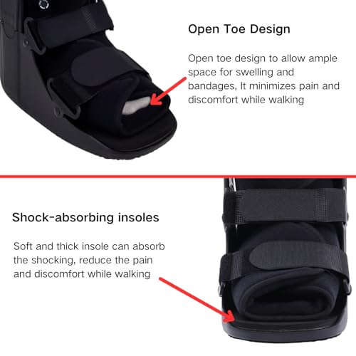 Air Cam Walking Boot, Short Walker Boot Fracture Boot for Sprained Ankle and Achilles Tendon, Inflatable Orthopaedic Boot for Broken Foot Post-Op Rehab (Medium)