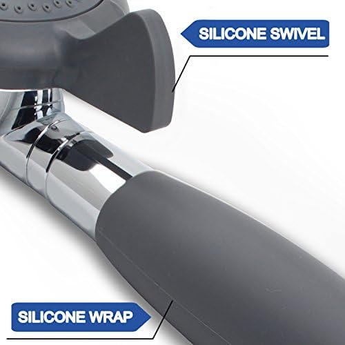 YOO.MEE ADA Handheld Shower Head- For Elderly, Parkinson, Arthritis or People Disabled in Action-w/Extra-Large Silicone Switching Device-w/Comfortable Grip Handle-w/Pause Setting-w/Soft Water, Chrome