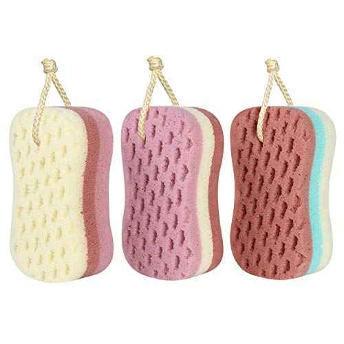 3 Pcs Bath Sponge for Women, Men, Kids, Sponge Loofah Body Scrubber Shower Sponge for Body Wash Bathroom, 3 Colors & Large Size Bathing Sponge Bathing Accessories(Large Size)