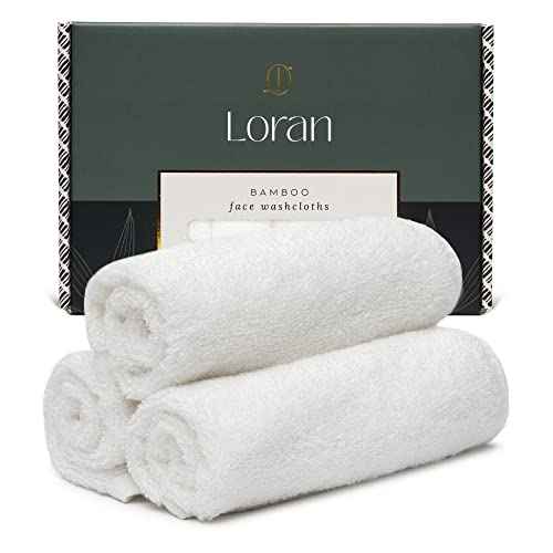 White Washcloths Set of 6 Soft Facial Cloths 10¡± x 10¡± 100% Viscose Derived from Bamboo Spa-Like Feel Silky Face Cloth for Skin Cleansing