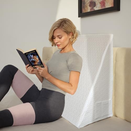 Wedge Pillow Cover for 25x24x12 Bed Wedge Pillow, Hypoallergenic Replacement Case with Zipper & Pockets