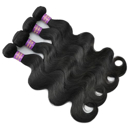 14A Body Wave Human Hair Bundles 14 16 18 20 Inch Bundles Human Hair 100% Unprocessed Brazilian Virgin Hair Body Wave 4 Bundles Human Hair Extensions for Women Natural Color Quick Weave