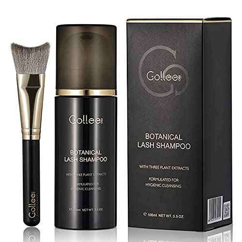 Lash Shampoo -100 ML Eyelash Shampoo Eyelash Extension Cleanser for Lash Extensions with Brush Eyelash Wash for Extensions & Natural Lashes/Paraben & Sulfate Free Safe Makeup Remover