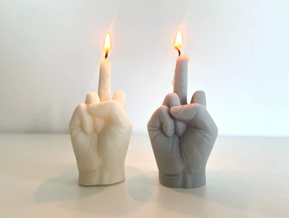 Middle Finger Candle, Homemade soy candle, Hand Fuck Candle, Teen Room Decor Candle, Funny Aeshetic Candle, Hippie Candle (White, WITHOUT SCENT)