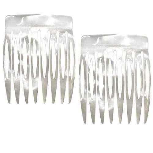 Camila Paris CP3010 French Hair Side Comb Handmade Small Pearl French Twist Hair Combs Decorative, Strong Hold Hair Clips for Women Bun Chignon Up-Do Styling Girls Hair Accessories, Made in France