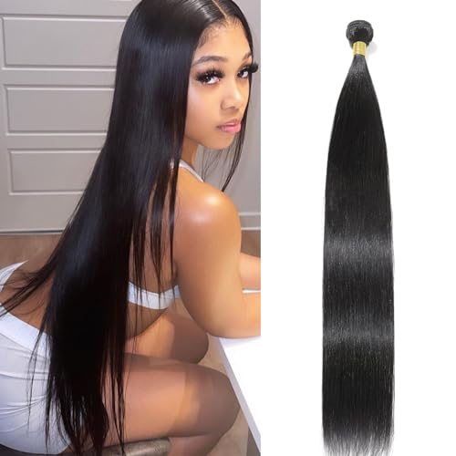 Straight Bundles Human Hair 30 inch 100% Unprocessed Brazilian Straight Hair Bundles 12A Remy Virgin Retain the Intact Cuticle, Long Lifespan