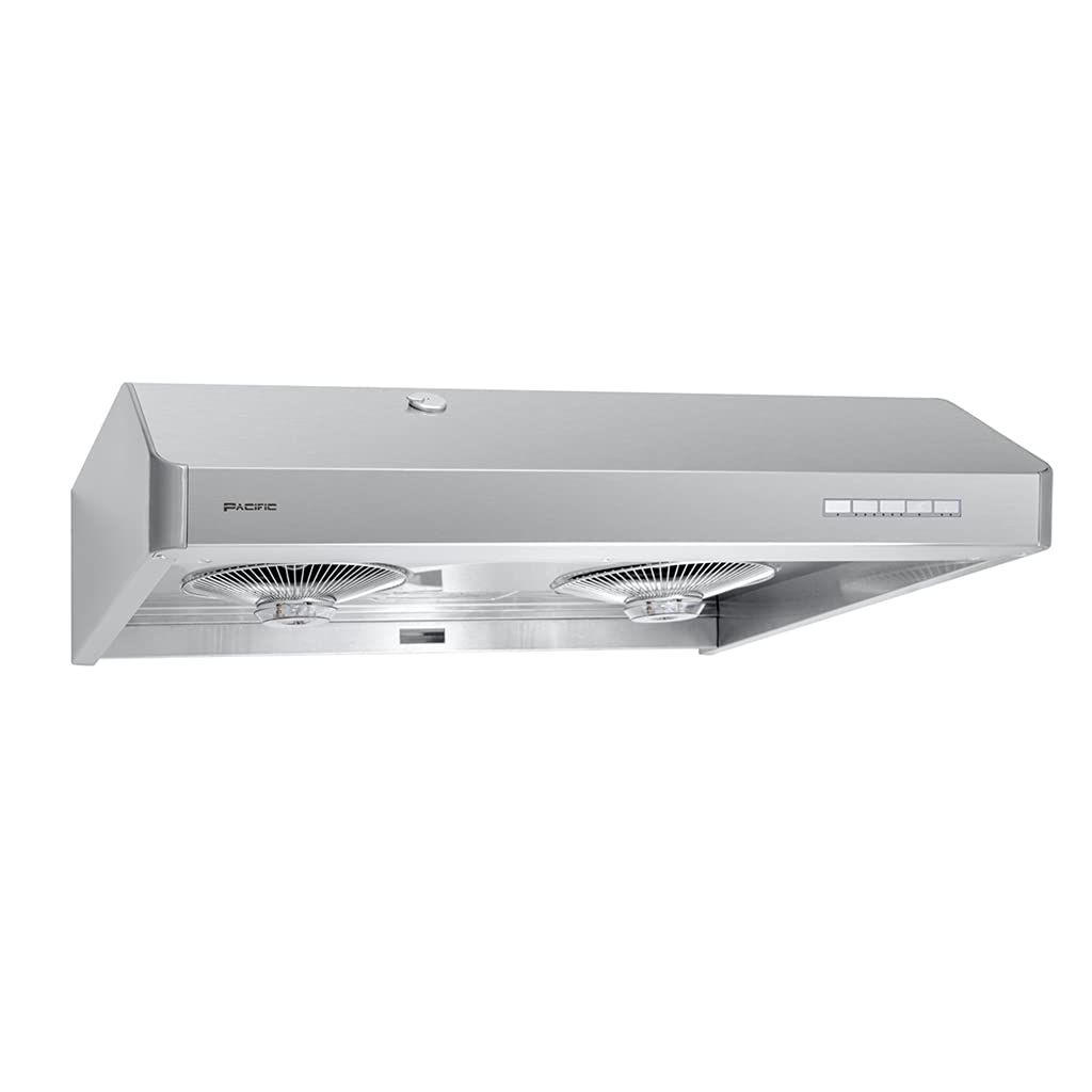 Pacific Auto Clean Under Cabinet Ducted Range Hood 42" - 900 CFM Powerful 6-Speed Kitchen Vent Hood - Electric Stainless Steel - LED Lights, Auto Steam Cleaning, Removable Grease Tray AC3342BS