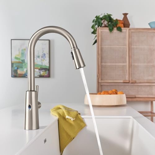 Moen Riley Spot Resist Stainless Hands-Free Touchless Sensor Single Handle Pull Down Kitchen Faucet, 7402EWSRS