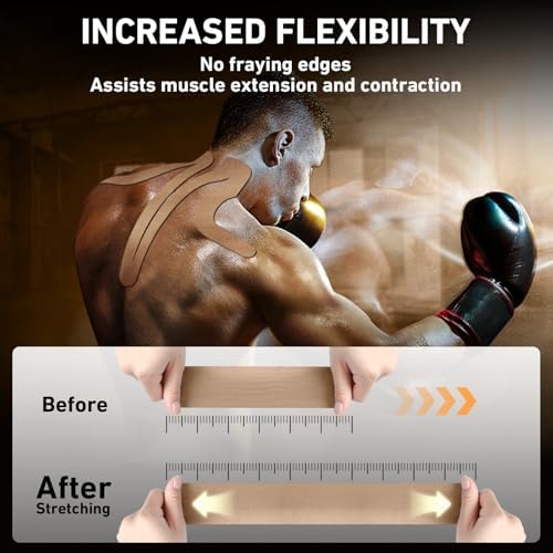 Kinesiology Tape for Shoulder&Neck, 12 Count Shoulder&Neck Tape Precut, KTQUICK Original Cotton Waterproof & Breathable, Enhance Elastic Kinesiology Athletic Tape for Shoulder&Neck Support (Beige)