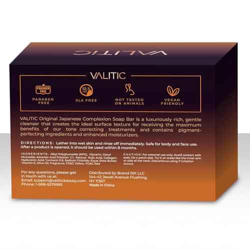 VALITIC Kojic Acid Dark Spot Remover Soap Bars with Vitamin C, Retinol, Collagen, Turmeric - Original Japanese Complex Infused with Hyaluronic Acid, Vitamin E, Shea Butter, Castile Olive Oil (2 Pack)