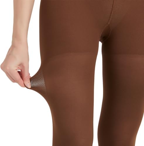 MGANG Medical Compression Pantyhose for Women & Men, 15-20mmHg Graduated Compression Support Tights, Open Toe, Opaque Waist High Compression Stockings for Edema, Varicose Veins, Flight, DVT, Brown XXL