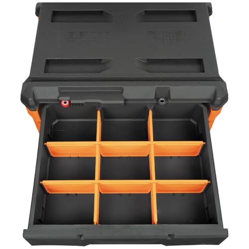 Klein Tools 54801MB MODbox Rolling Drawer Tool Box, Heavy-Duty Double Drawer Tool Organizer, Deep Stackable Set