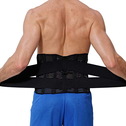 NeoTech Care Adjustable Compression Back Brace Lumbar Support Belt, Black, Size XL