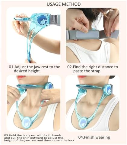 Adjustable Neck Support, Neck Brace Cervical Collar, Portable Neck Traction Device Neck Stretcher Forward Head Neck Posture Corrector for Women and Men Cervical Spine Pressure Relief (Blue)