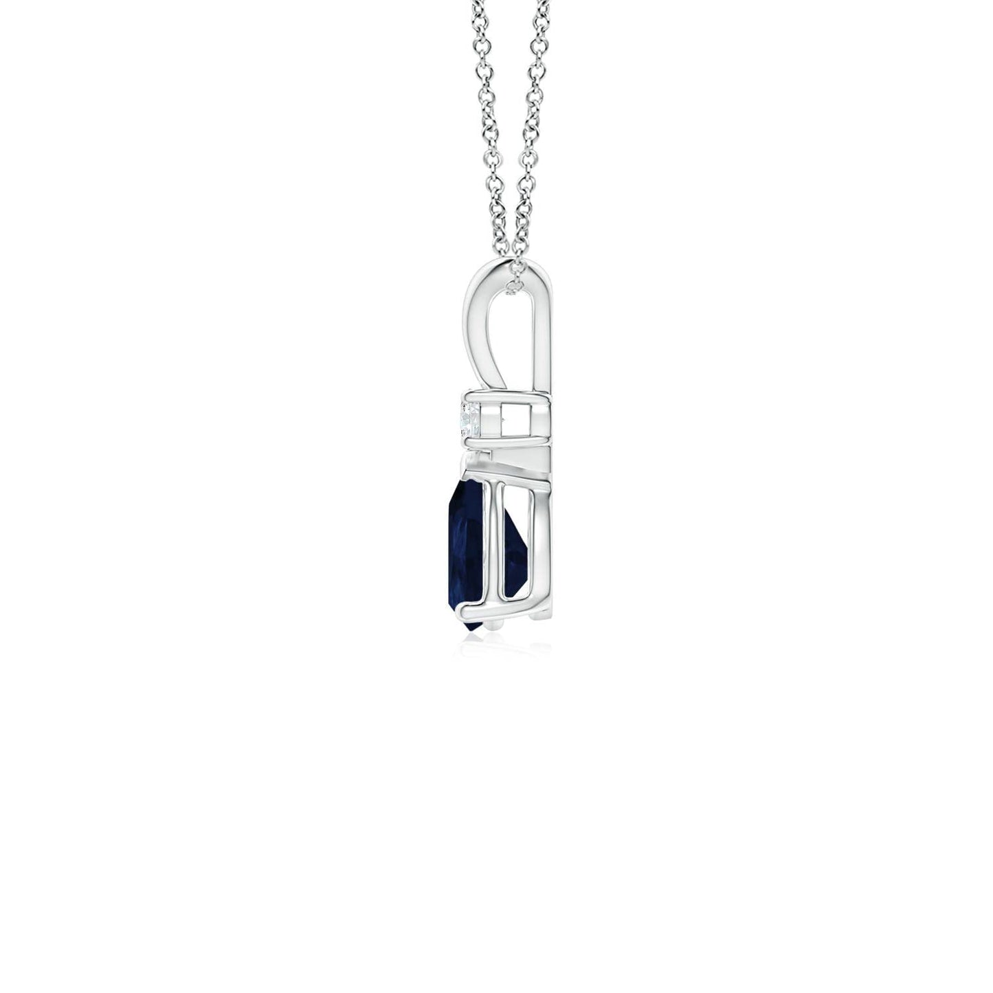 Angara Natural 0.4 Ct Blue Sapphire Solitaire Pendant in Sterling Silver for Women | Pear Blue Sapphire Necklace with Diamond | September Birthday Jewelry Gift | Grade- A | Size- 6x4mm