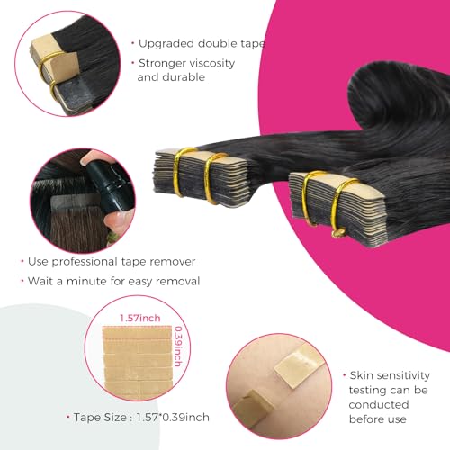 Lashey Tape in Extensions Human Hair Body Wave 18 Inch 100g 40pcs Natural Black Remy Human Hair Invisible Tape in Hair Extensions