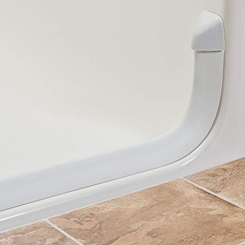 Collapsible Shower Dam - Water Threshold Barrier Stopper for Curb Free Shower/Easy Wheelchair Roll in/Use with Weighted Curtain for Full Splash Guard/Neutral/Radius End Caps/ 66"
