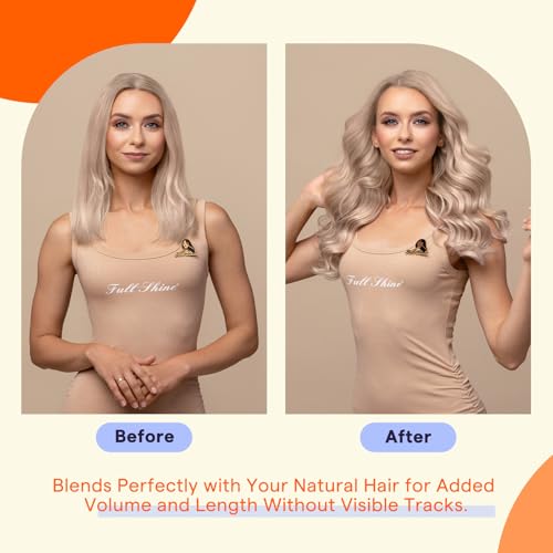 Full Shine Tape in Extensions Human Hair 24 Inch Hair Extensions Real Human Hair Color 18 Fading to 613 Ash Blonde Highlight Tape in Extensions 50g Invisible Hair Extensions Tape Ins 20Pcs