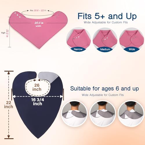 Adult Drool Bib for Special Needs, 3 Pk Soft Absorbent Large Bandana Bibs Set for Kids 4+, Men Women, Teens & Adults