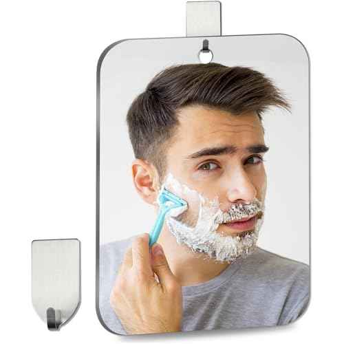Shower Mirror Fogless for Shaving, Medium 8 x 6 inch Mirror for Wall Hanging, Frameless Portable Travel Camping Mirrors Shatterproof Handheld Locker Shave Mirrors Makeup Plastic Anti Fog Free Bathroom