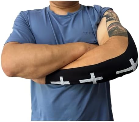 2 Rolls Faith Cross Turf Tape Football - Extra Wide Christian Athletic Turf Tape - Ultra Sticky & Latex Free, Protects from Turf Burn, Waterproof & Flexible (White & Black, 4 inch)