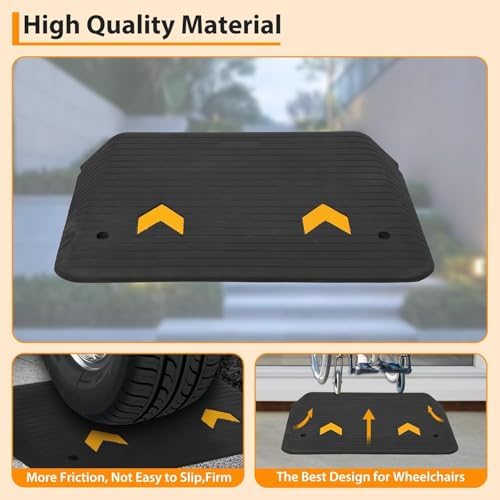 3.5" Rise Rubber Threshold Ramp for Doorways - 33,000 LBS Capacity Wheelchair Ramp, Non-Slip Surface, Portable Driveway Curb Ramps for Home Entry (3.5 in)
