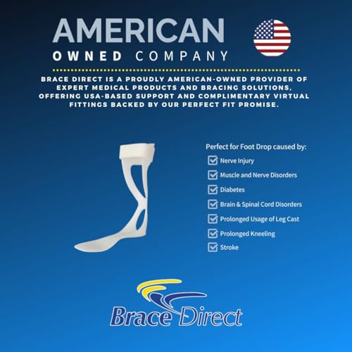 Brace Direct Semi-Rigid Leaf Spring AFO for Foot Drop - Lightweight Posterior Ankle-Foot Orthosis - Trimmable Fit (Men’s Left)