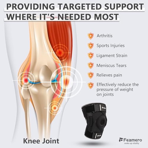 Plus Size Knee Brace for Knee Pain, with Hinges & Cross Compression Straps for Meniscus Tear, Arthritis, Joint Support Adjustable for Men & Women, Obese People (3XL/4XL)