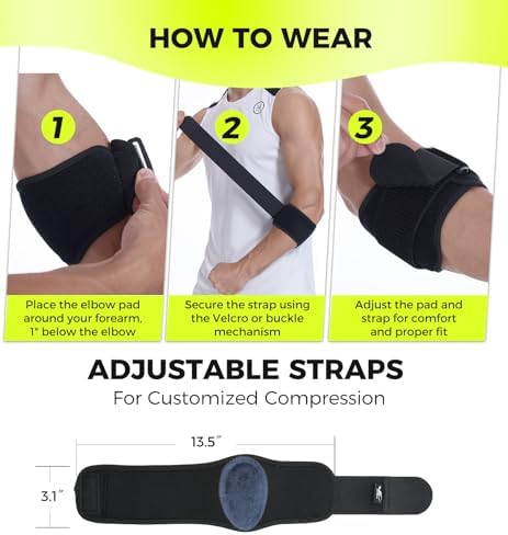 HiRui Tennis Elbow Brace for Forearm Tension Relief, Elbow Support Arm Straps Compression Pad for Men Women, Pressure Bands for Tendonitis Strains Weightlifting Golfer Baseball (Black-2 Pack)