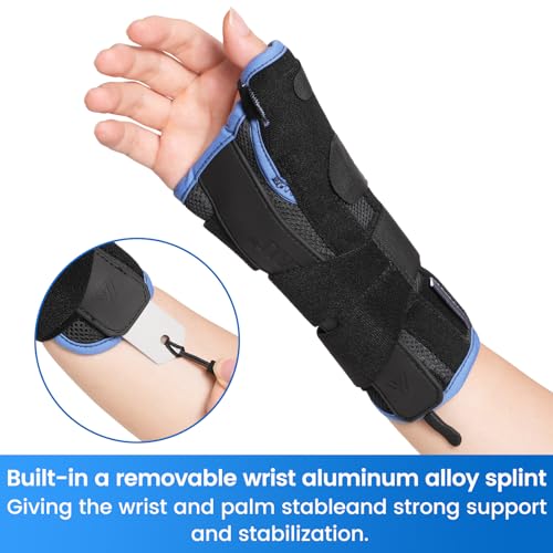Velpeau Carpal Tunnel Wrist Brace with Thumb Support for Right and Left Hands, Thumb Spica Splint for De Quervain's Tenosynovitis, Sprain, Injuries, Tendonitis, Arthritis, Wrist Pain (Left Hand, M)