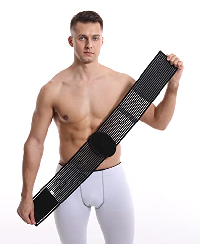Umbilical Hernia Belt for men & women. Abdominal Binder - compression pad for naval (double thickness). Hernia support belt: ventral, incisional, epigastric, belly button hernias. Prevention aid (XXL)