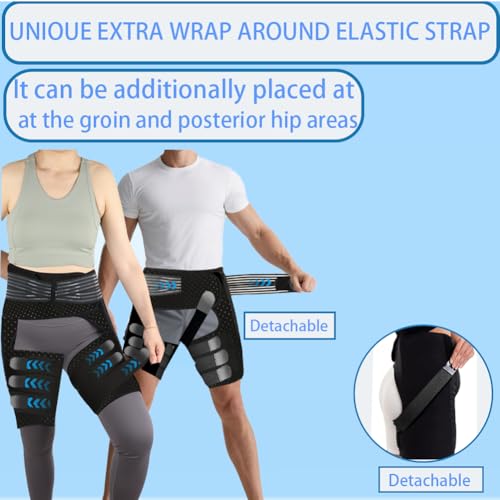 Thigh Compression Sleeve | Hip Sciatica Pain Relief Device Brace | Hamstring & Groin Compression Sleeve Wrap for Sciatic Nerve Relief | Hip Support Brace for Women & Men (1, Large)