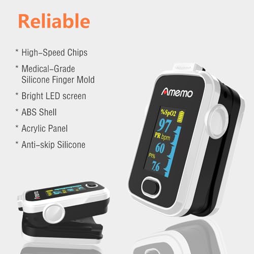 Pulse Oximeter,OLED Display Oxygen Monitor Fingertip,Blood Oxygen Saturation Monitor(SpO2) with Carrying Case,Silicone Cover