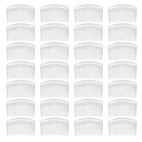 28 Pack Clear White Small Plastic Hair Side Comb With Long Teeth Hairpins Grips Barrettes Clamps Bows for Women Bridal Wedding Veil Decorative Headpiece French Twist Updo Bun Accessories