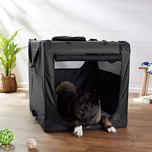 Amazon Basics Folding Portable Soft Pet Dog Crate Carrier Kennel, 42 x 31 x 31 inches, Black