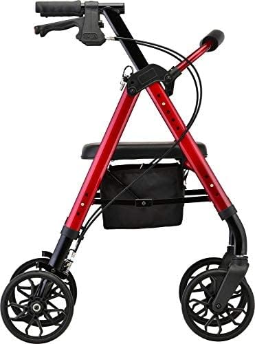 NOVA Star 8 Rollator Walker with Perfect Fit Size System, Lightweight & Foldable, Easy to Lift & Carry, Great for Travel, Color Red