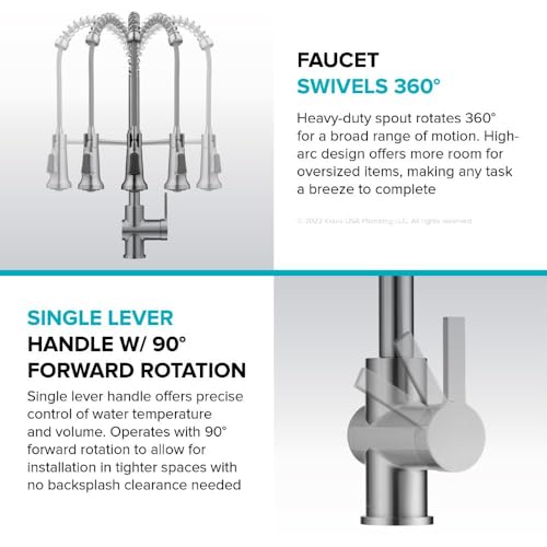 KRAUS Britt Commercial Style Pull-Down Single Handle Kitchen Faucet in Matte Black/Spot-Free Black Stainless Steel, KPF-1691MBSFSB