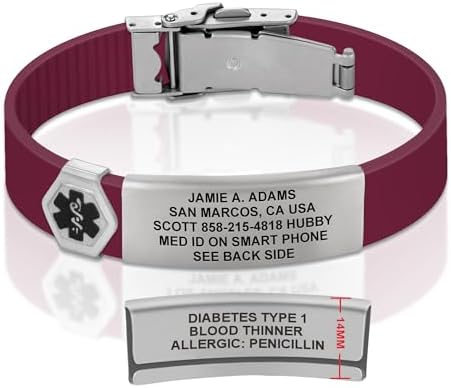 Divoti Custom Engraved Medical Alert ID Bracelet – Dual-Sided Laser Etching, Silicone Wristband, Stainless Steel Security Clasp – Adjustable & Trim-to-Fit – Emergency Medical Info Band for Men & Women
