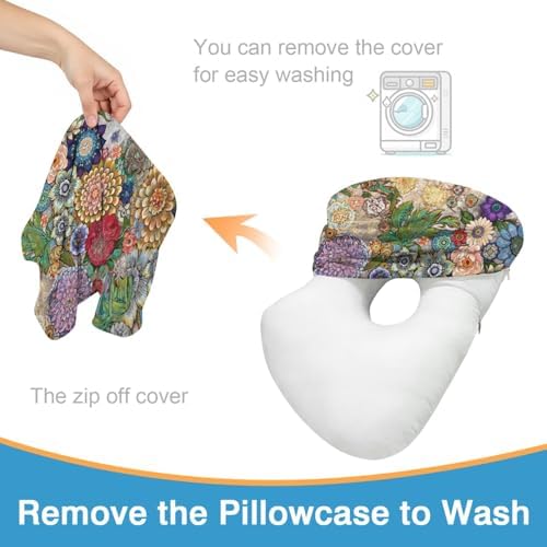 Ear Piercing Pillow for Side Sleepers with Washable Cover Pillows with Holes for Ear Pain,Donut Pillow for Adults CNH Ear Pain Relief Pressure Sores Ear Pillow with Hole in Center