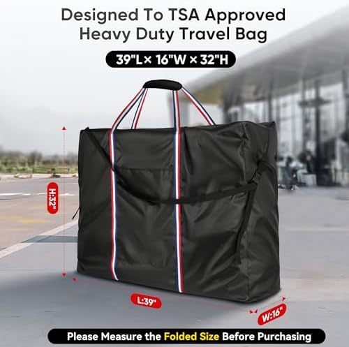 Rollator Travel Bag - Waterproof Wheelchair Bag for Folding Walker, Compact Wheelchair Transport Chair Portable Carry Case Cover for Car & Airplane TSA Traveling (39" Lx16 Wx32 H)