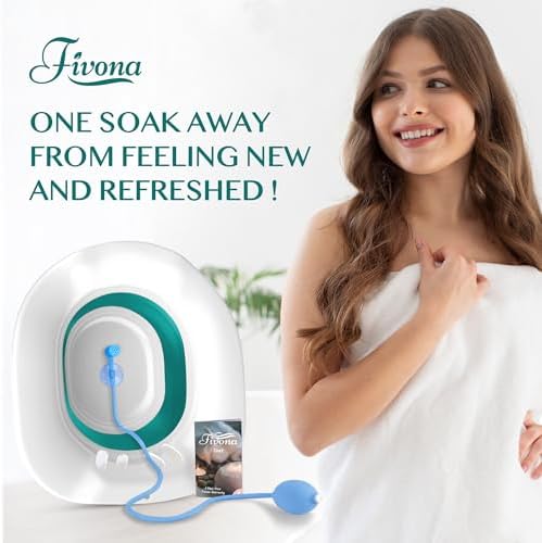 Sitz Bath for Hemorrhoids Soak and Postpartum Care | Toilet Seat | Bartholin Cyst Tub | at Home Soaking Procedures for Man and Detox Vaginal Steaming for Women with Massage Hand Flusher