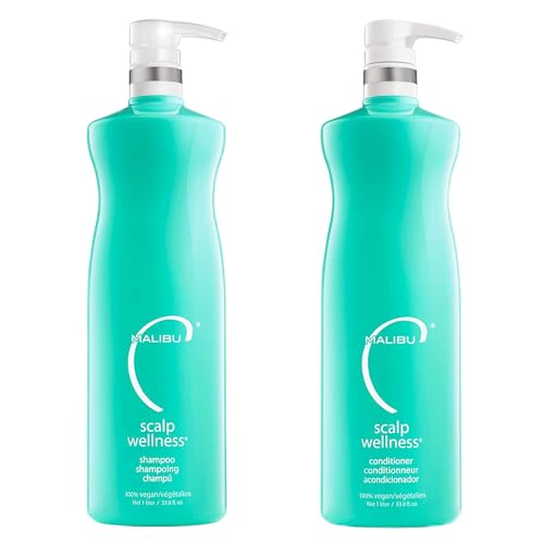 Malibu C Scalp Wellness Shampoo and Conditioner Set - Nourishing and Restorative Scalp Care for All Hair Types - Gentle Enough for Daily Use - Formulated with Plant Proteins and Vitamin C (33.8 oz)