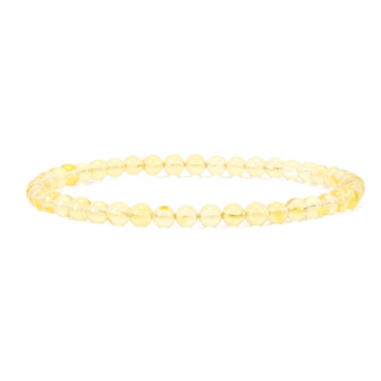 Cherry Tree Collection - Small, Medium, Large Sizes - Gemstone Beaded Bracelets For Women and Men - 4mm Round Beads (Amber, Medium)