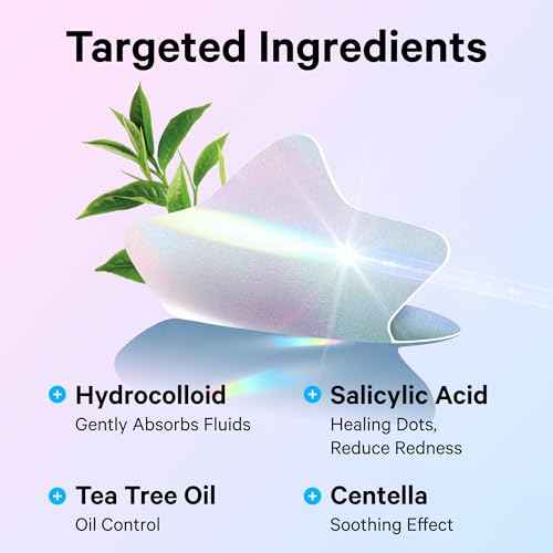 Sosky Hologram Pimple Patches for Face, Hydrocolloid Acne Patches with Salicylic Acid, Cute Star Zit Stickers,Colorful Blemish Covers,48 Count Blue Pink Moon Cloud Butterfly Flower