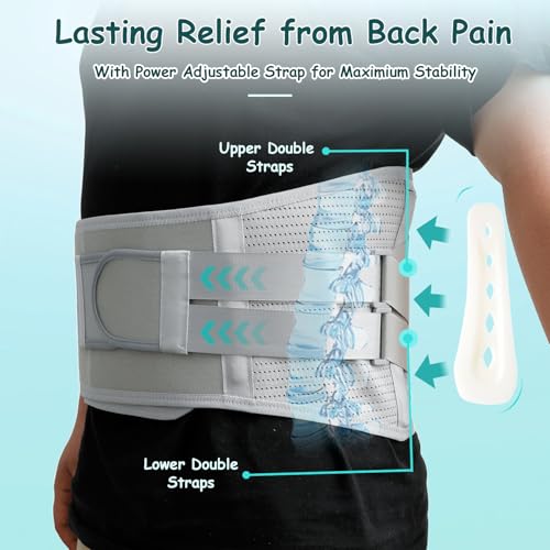 King Mills Plus Size Back Brace for Lower Back Pain, Breathable Obese Belly Support for Sciatica, Back Pain, Scoliosis, Two Sets of Support Bars. Lightweight. (Waist: 52" - 60")